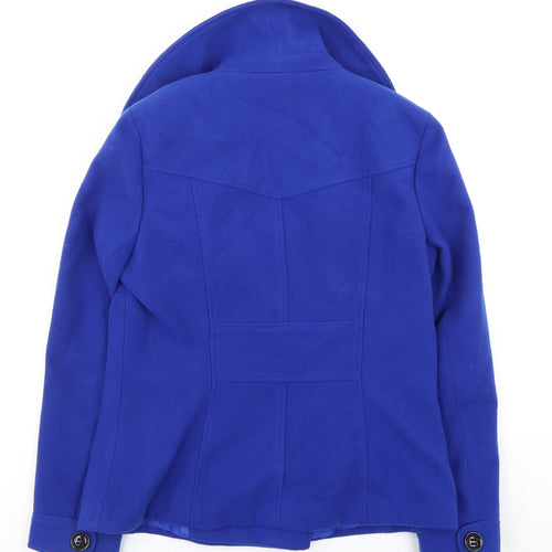 Debenhams Womens Blue Pea Coat Coat Size 14 Button - Double Breasted Jacket