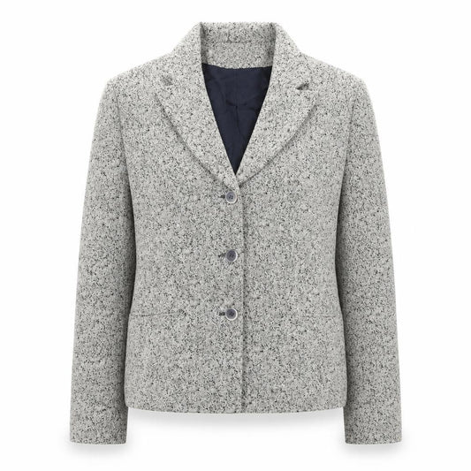 Front view of Diva women’s grey jacket blazer, size UK 10, button - textured