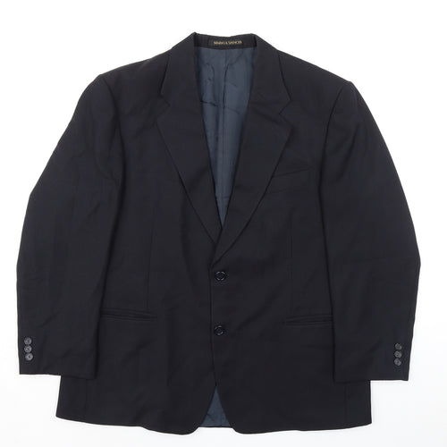 Marks and Spencer Mens Blue Polyester Jacket Suit Jacket Size 42 Regular - Smart