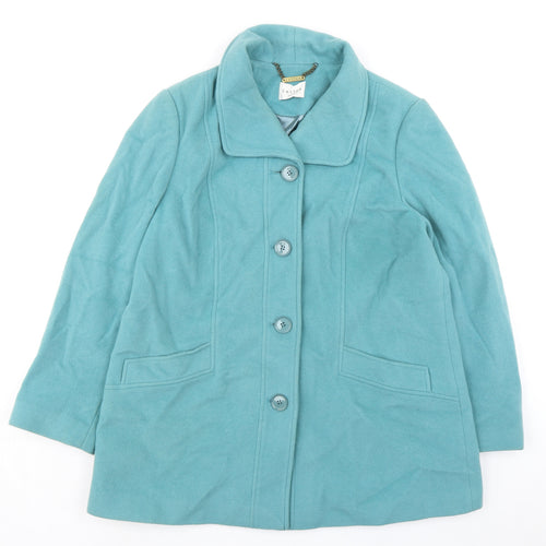 Eastex Womens Green Overcoat Coat Size 16 Button - Collar