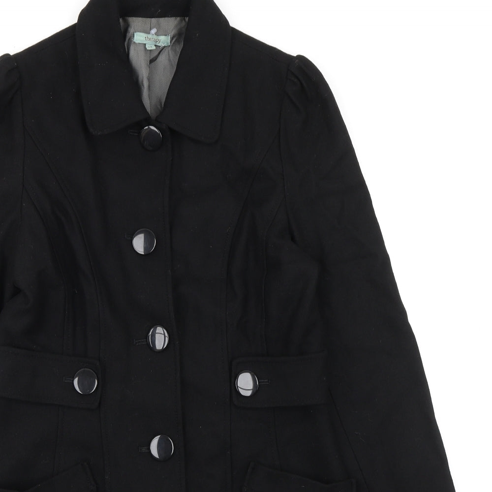 Therapy Womens Black Pea Coat Coat Size 12 Button