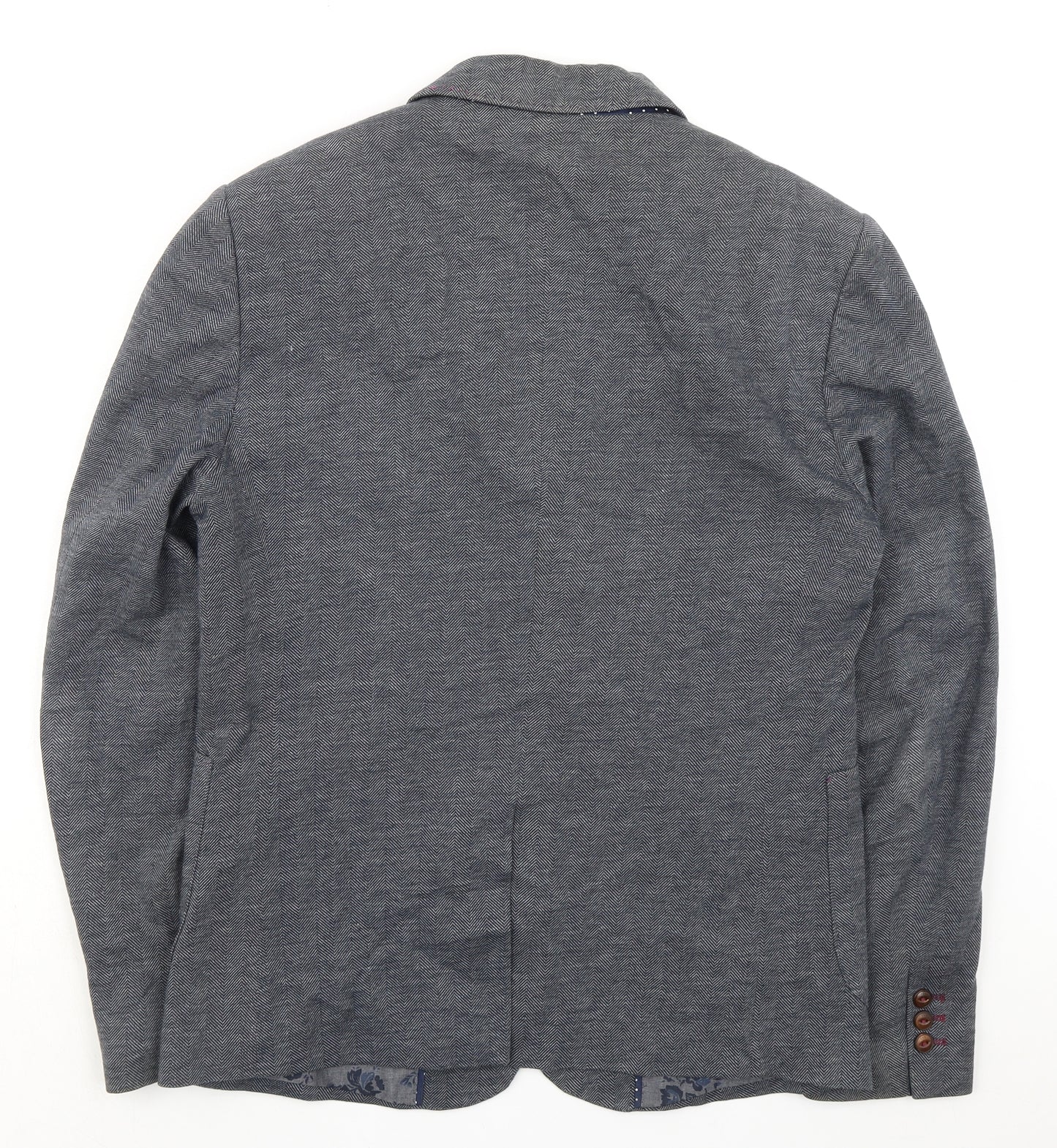 Ted Baker Mens Blue Herringbone Cotton Jacket Suit Jacket Size L Regular - Patterned Lining