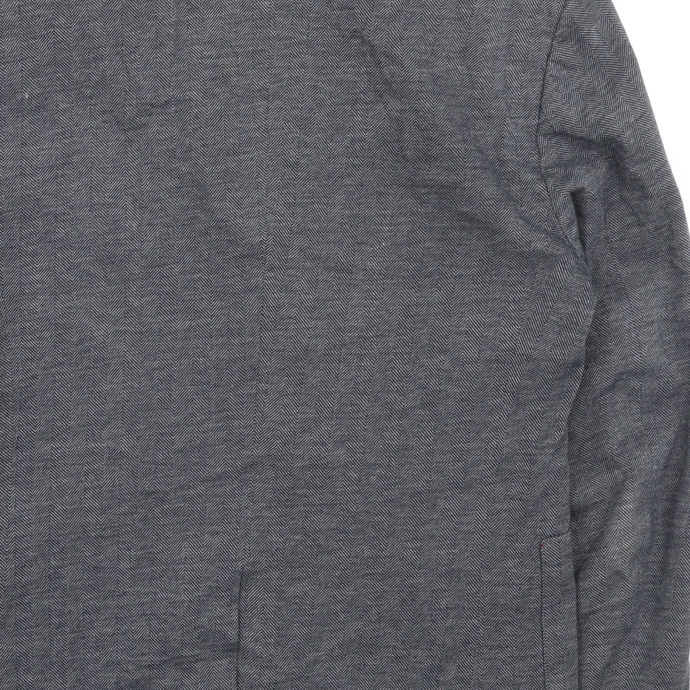 Ted Baker Mens Blue Herringbone Cotton Jacket Suit Jacket Size L Regular - Patterned Lining