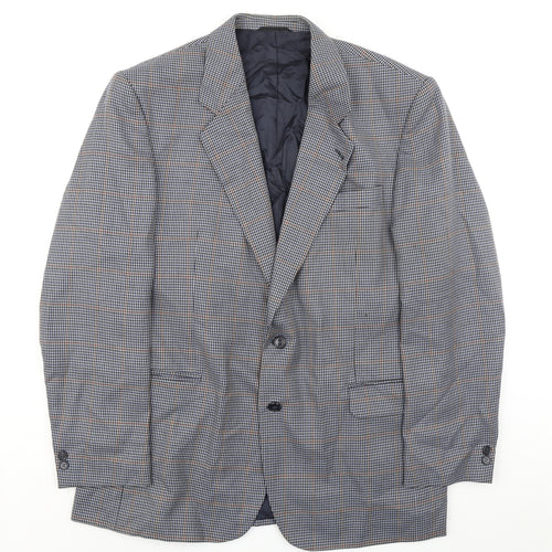 Skopes Mens Blue Houndstooth Polyester Jacket Sport Coat Size 44 Regular
