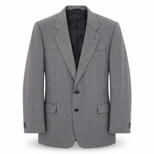 Front view of Skopes men’s blue houndstooth polyester jacket sport coat, size 44, regular