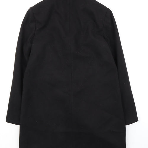 Topshop Womens Black Overcoat Coat Size 8 Snap - Hidden Closure