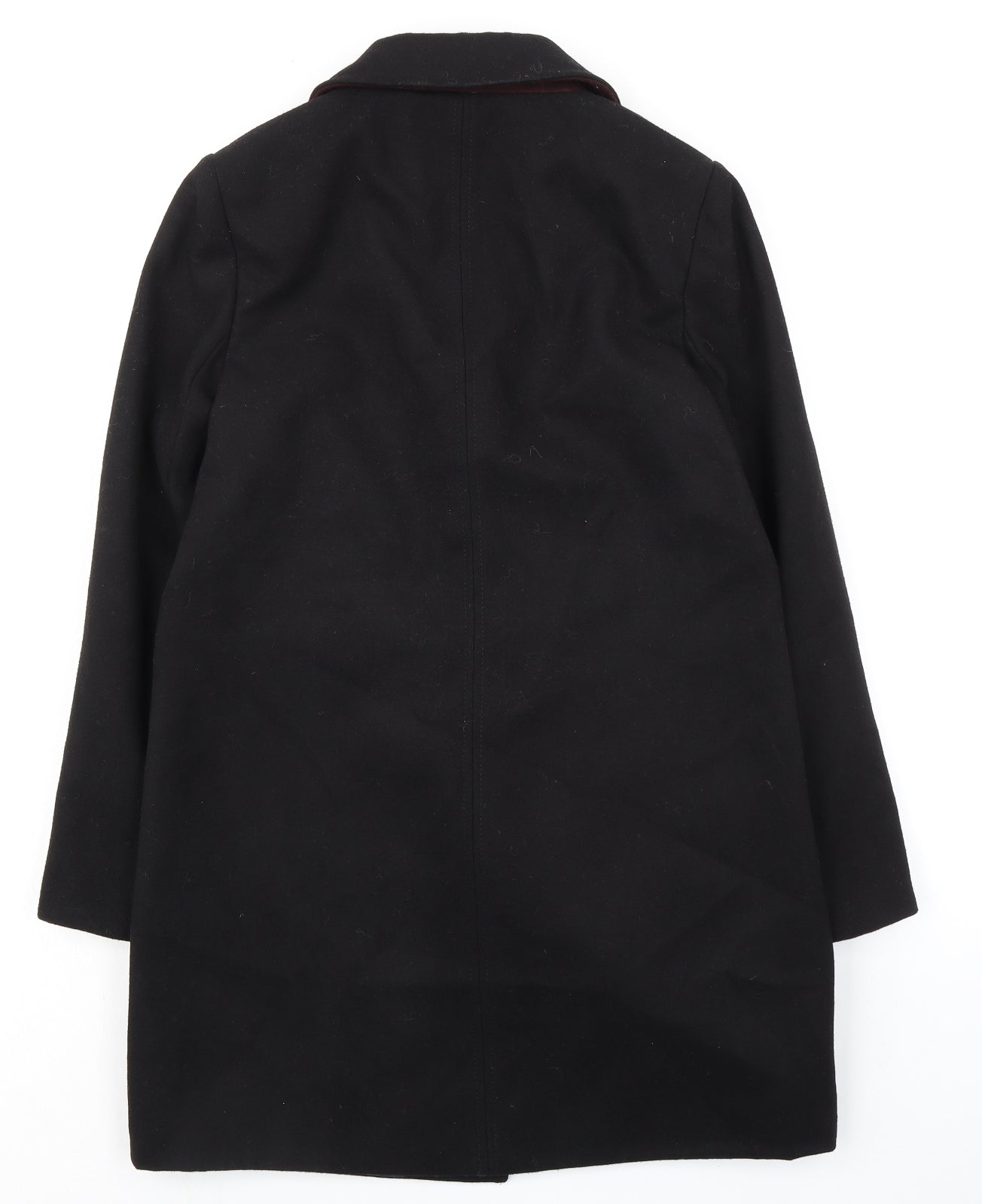 Topshop Womens Black Overcoat Coat Size 8 Snap - Hidden Closure