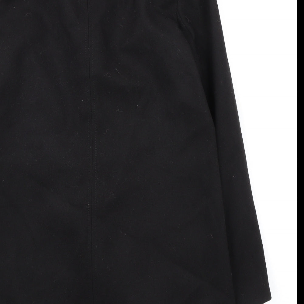 Topshop Womens Black Overcoat Coat Size 8 Snap - Hidden Closure