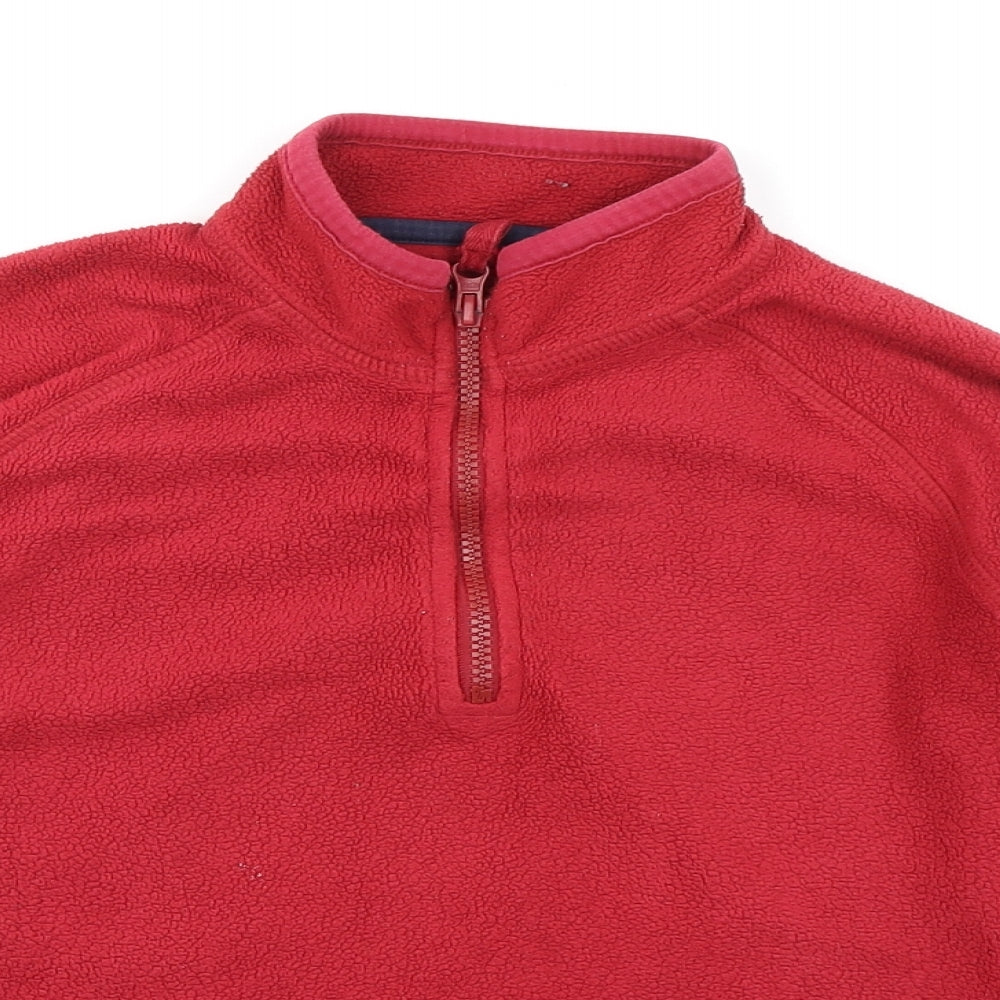 Marks and Spencer Boys Red Polyester Pullover Sweatshirt Size 9-10 Years Zip - Quarter Zip
