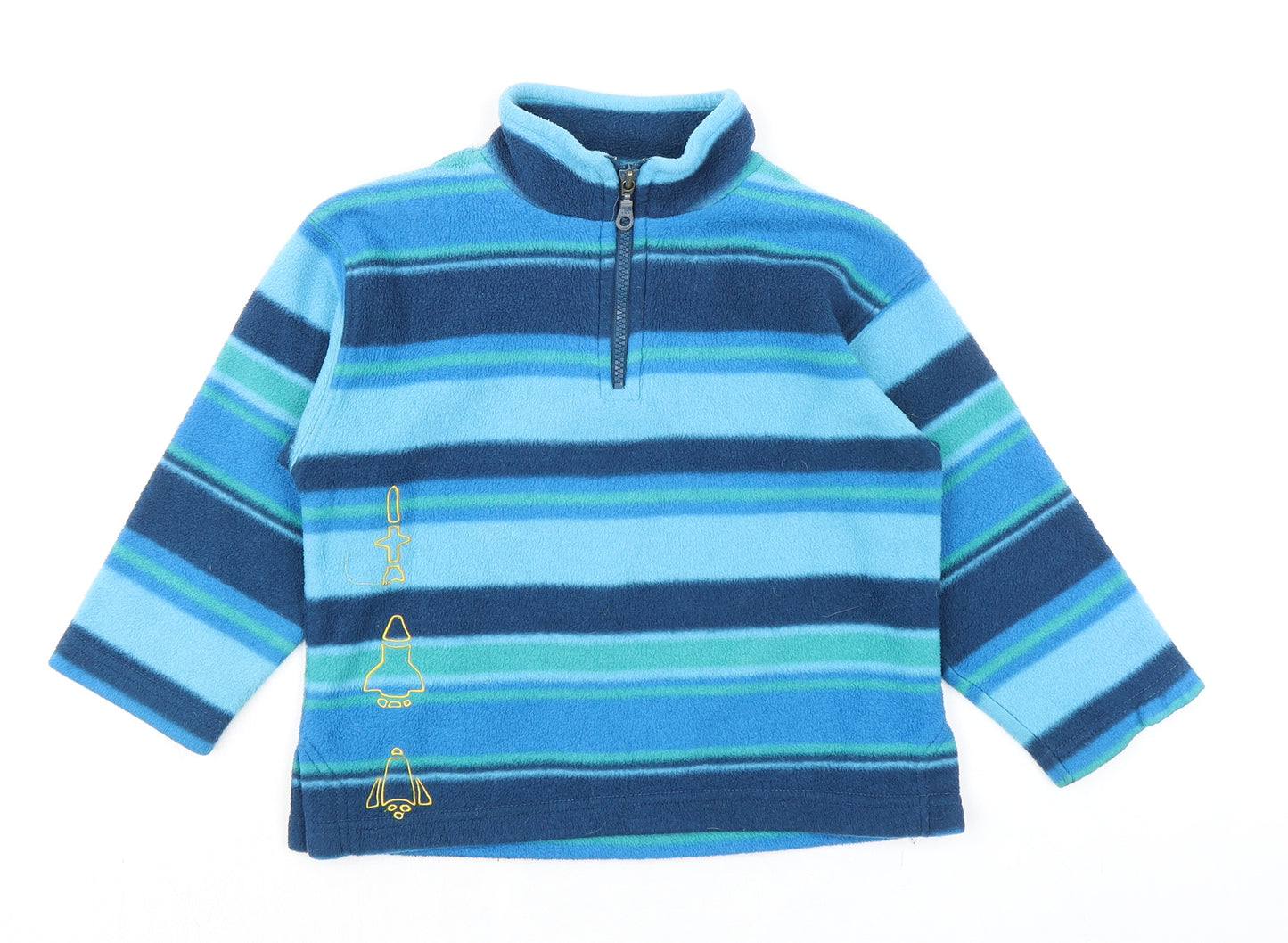 Boots Boys Blue Striped 100% Polyester Pullover Sweatshirt Size 3-4 Years Zip - Rockets