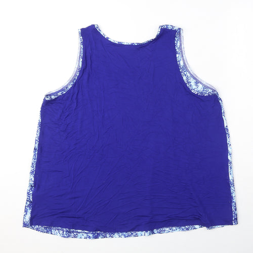 Marks and Spencer Womens Blue Geometric Polyester Basic Blouse Size 16 Round Neck