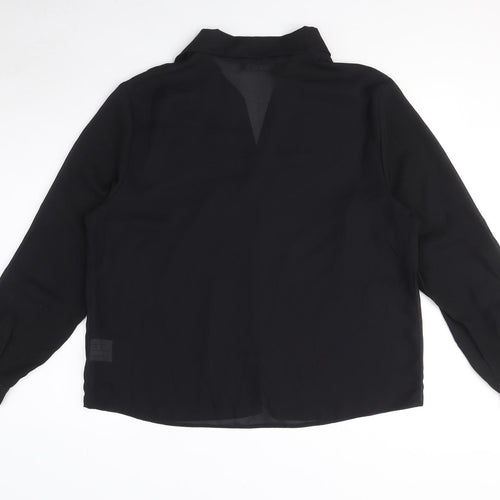 Jessica Holbrook Womens Black Polyester Basic Button-Up Size XL Collared
