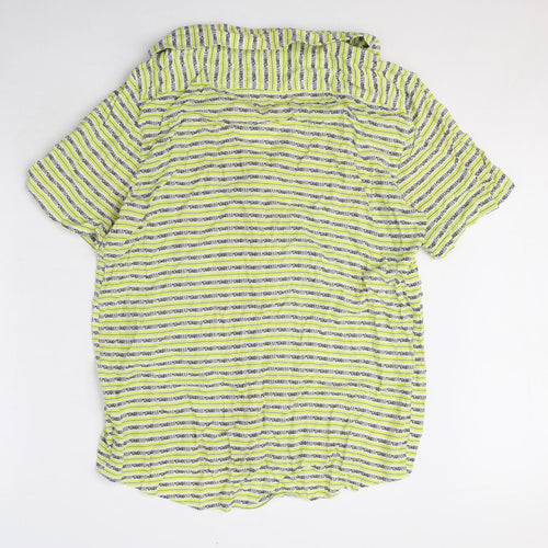Zara Womens Yellow Geometric Polyester Basic Button-Up Size L Collared - Lemonade