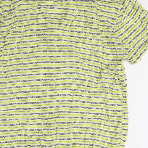 Zara Womens Yellow Geometric Polyester Basic Button-Up Size L Collared - Lemonade