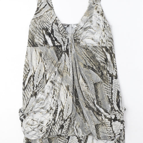 New Look Womens Grey Animal Print Polyester Tunic Tank Size 12 V-Neck - Reptile Print