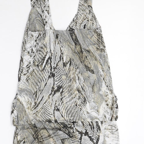 New Look Womens Grey Animal Print Polyester Tunic Tank Size 12 V-Neck - Reptile Print