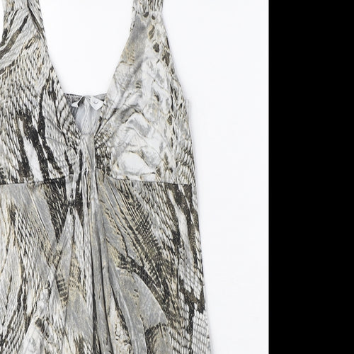 New Look Womens Grey Animal Print Polyester Tunic Tank Size 12 V-Neck - Reptile Print