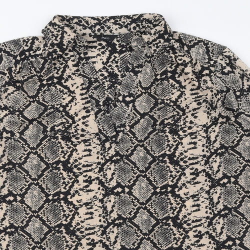 M&Co Womens Beige Animal Print Polyester Basic Blouse Size 10 Collared - Snake Print