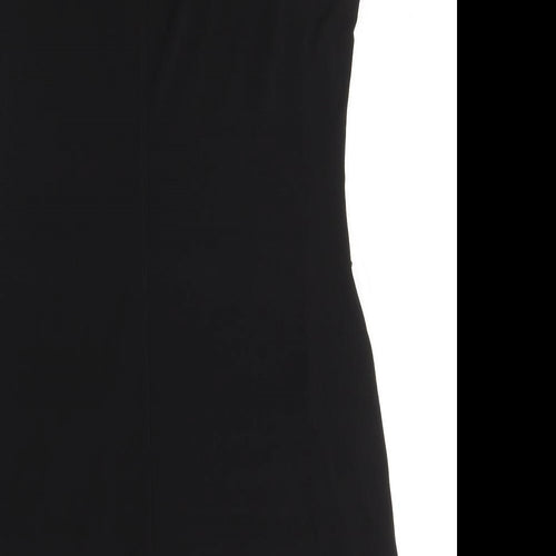 Wallis Womens Black Polyester A-Line Size 14 Boat Neck Pullover - Ruffle Detail