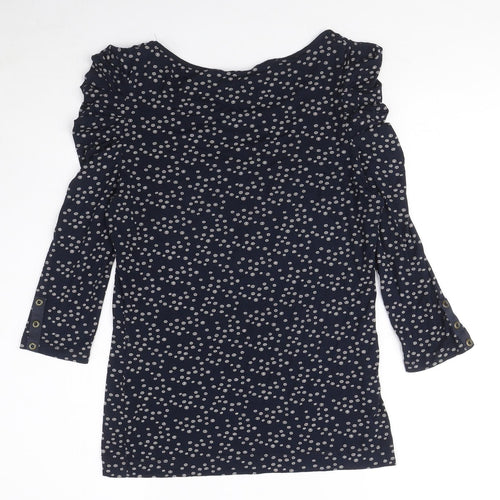 Autograph Womens Blue Geometric Viscose Basic T-Shirt Size 8 Round Neck - Circle pattern