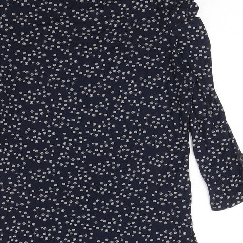 Autograph Womens Blue Geometric Viscose Basic T-Shirt Size 8 Round Neck - Circle pattern