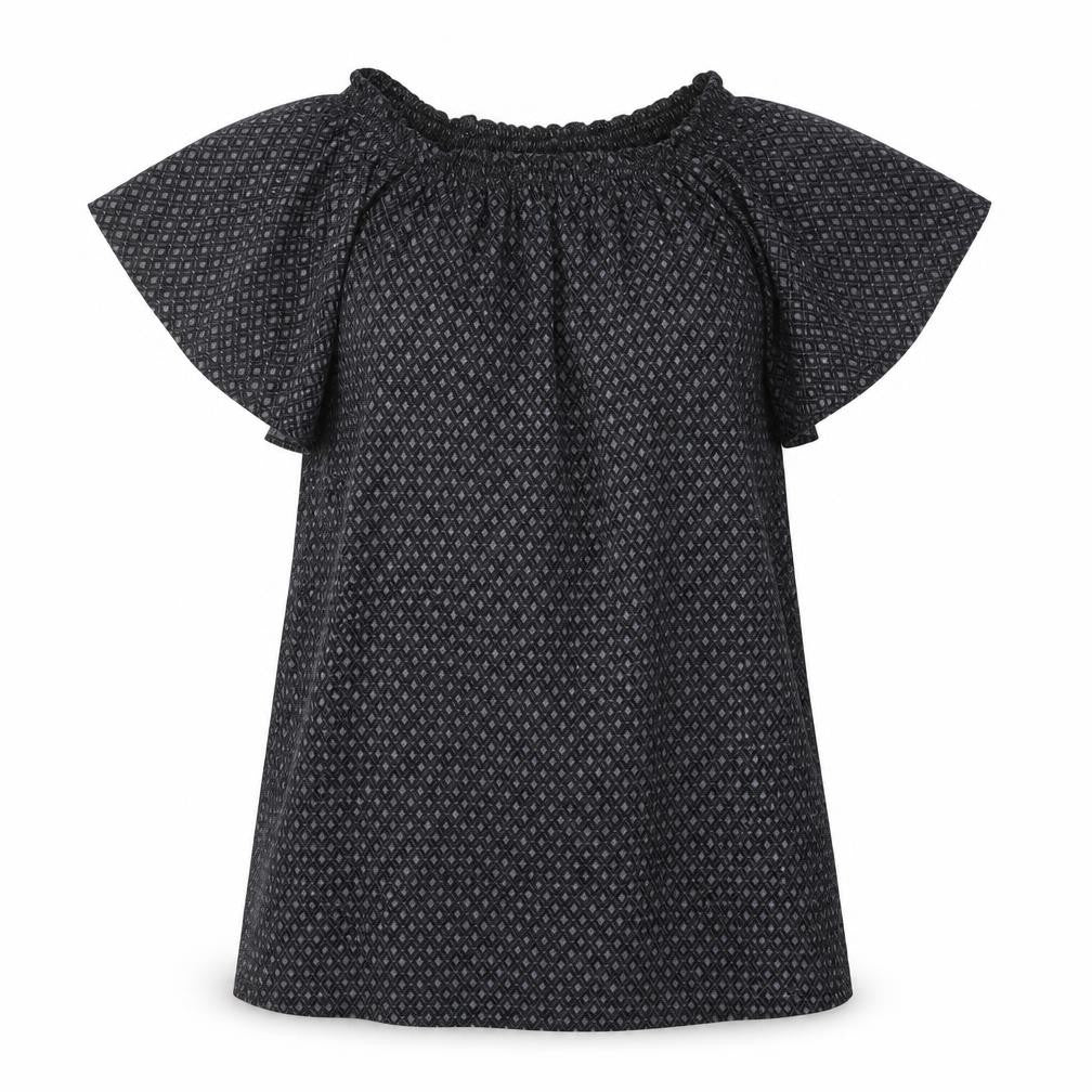 H&M Womens Black Geometric Polyester T-Shirt Dress Size S Off the Shoulder Pullover