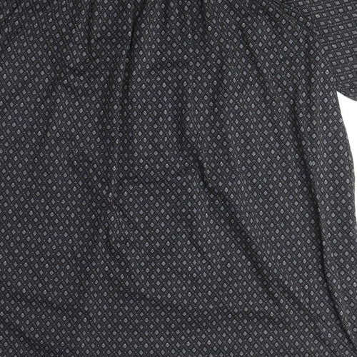H&M Womens Black Geometric Polyester T-Shirt Dress Size S Off the Shoulder Pullover