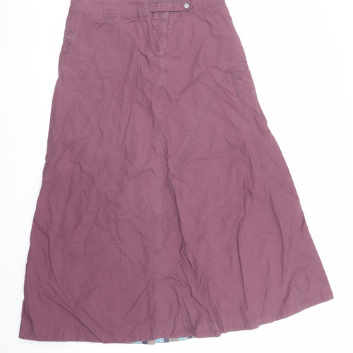 Fat Face Womens Purple Cotton Maxi Skirt Size 10 Snap - Lined