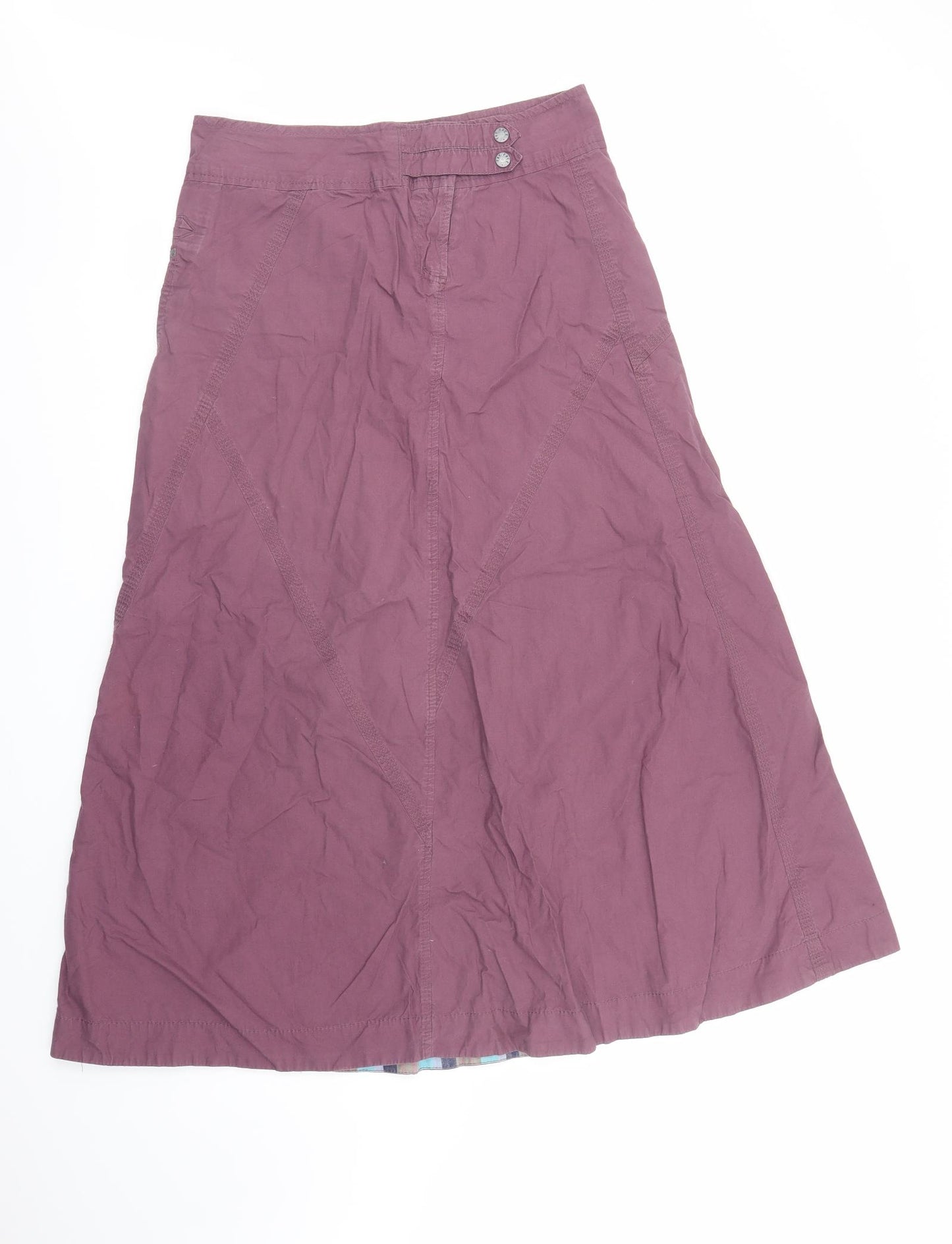Fat Face Womens Purple Cotton Maxi Skirt Size 10 Snap - Lined