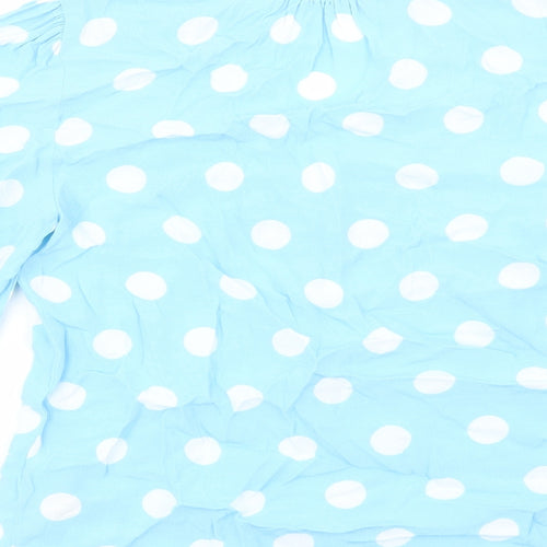 Marks and Spencer Womens Blue Polka Dot Viscose Basic Blouse Size 6 V-Neck