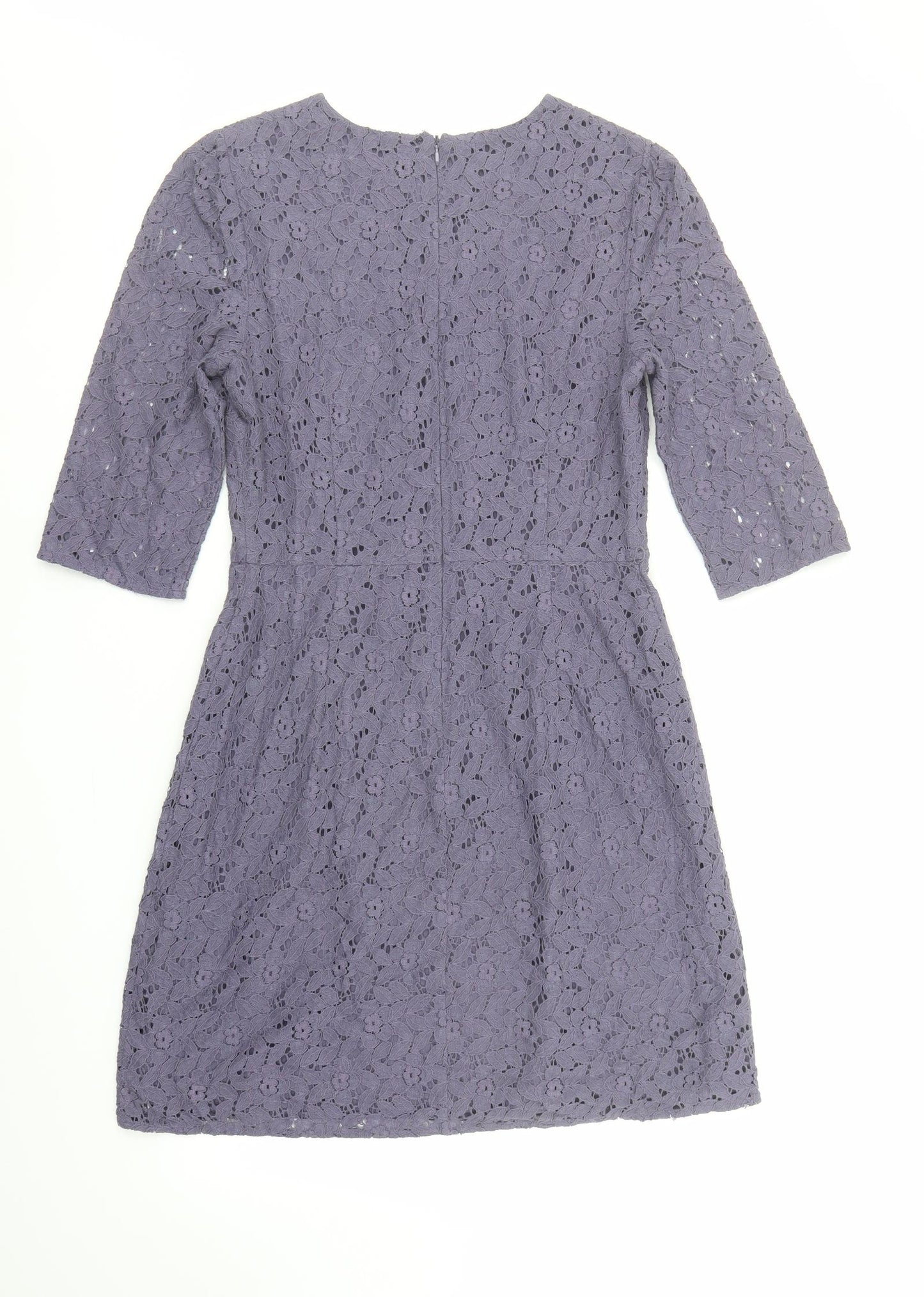 Oasis Womens Purple Cotton Shift Size 10 Round Neck Zip