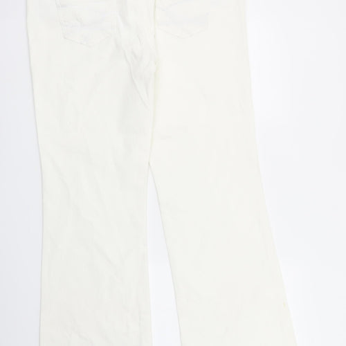 YesYes Womens White Cotton Bootcut Jeans Size 16 L33 in Regular Zip