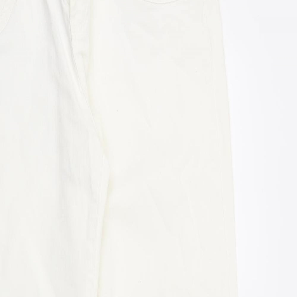 YesYes Womens White Cotton Bootcut Jeans Size 16 L33 in Regular Zip