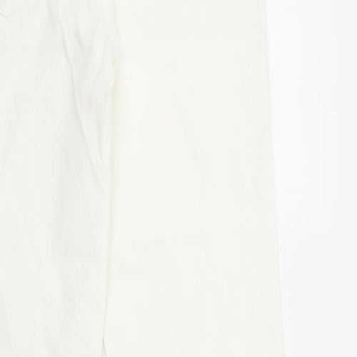 YesYes Womens White Cotton Bootcut Jeans Size 16 L33 in Regular Zip