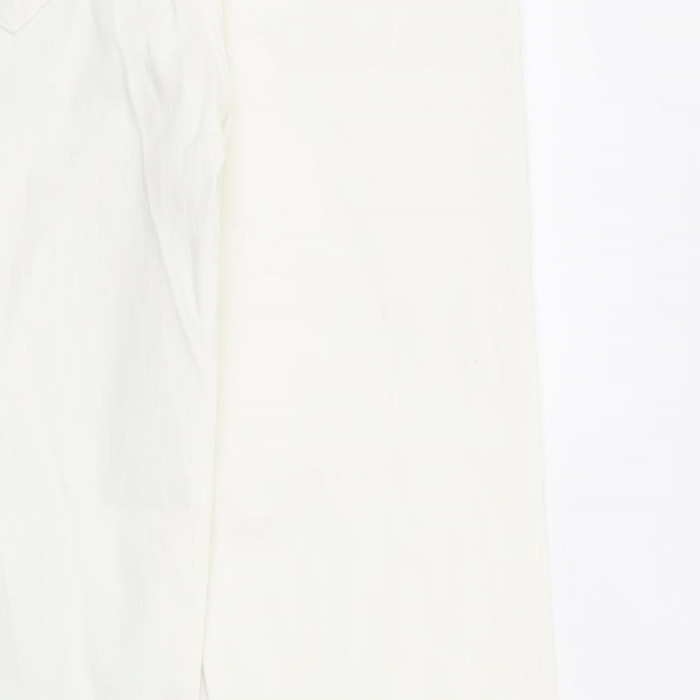 YesYes Womens White Cotton Bootcut Jeans Size 16 L33 in Regular Zip