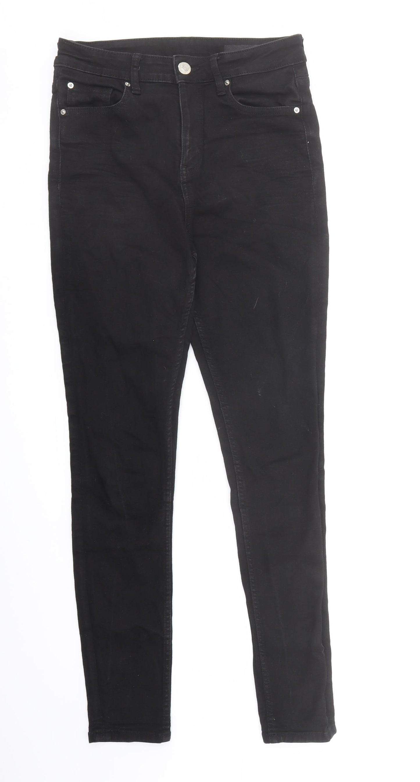 Marks and Spencer Womens Black Cotton Skinny Jeans Size 12 L30 in Regular Zip
