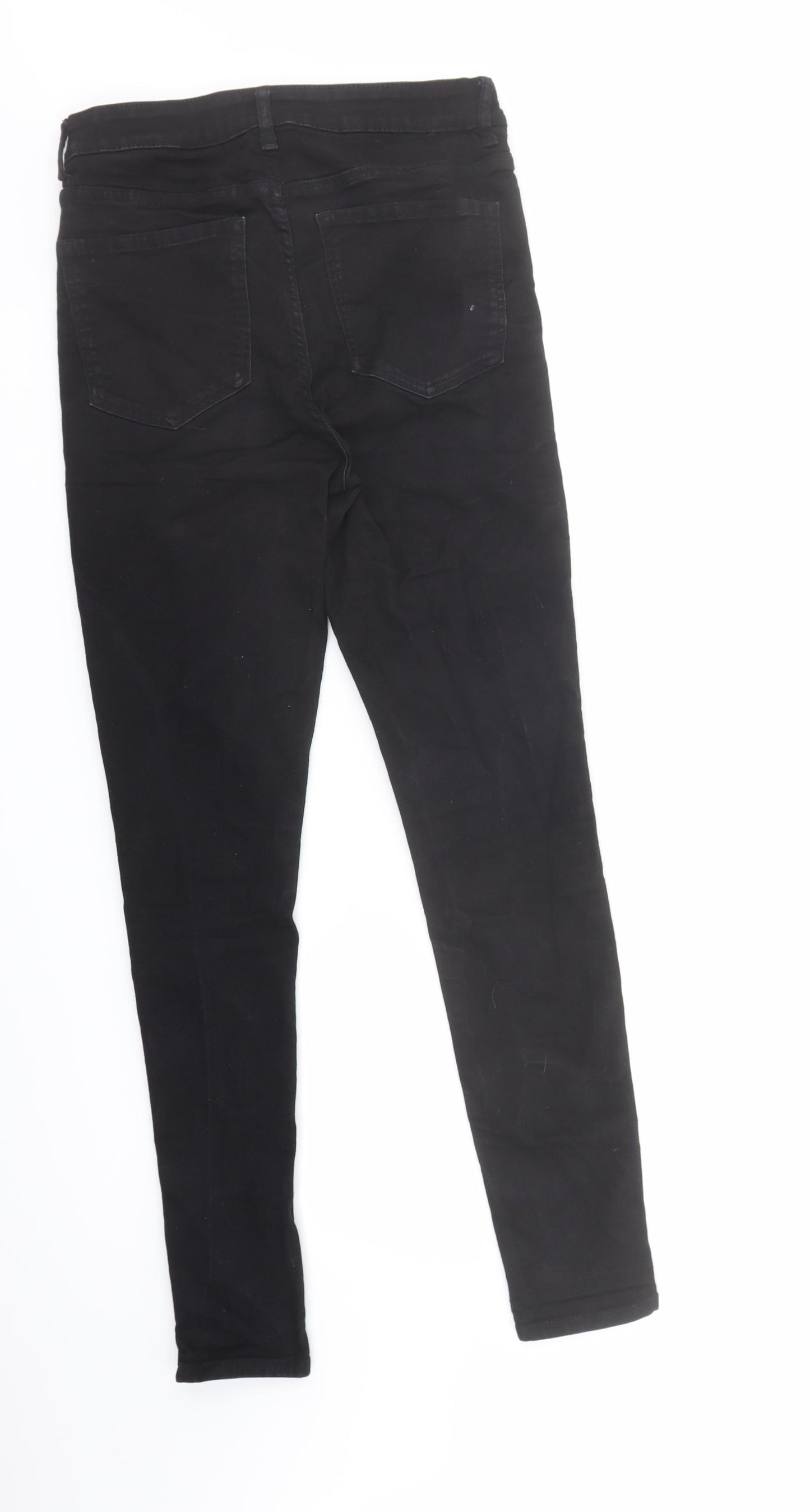 Marks and Spencer Womens Black Cotton Skinny Jeans Size 12 L30 in Regular Zip