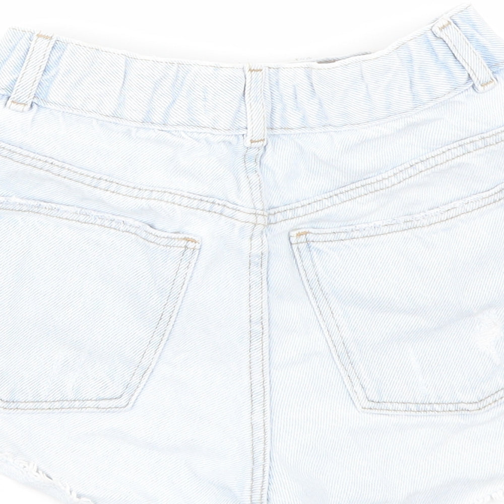 Zara Girls Blue Cotton Cut-Off Shorts Size 10 Years Regular Zip - Distressed