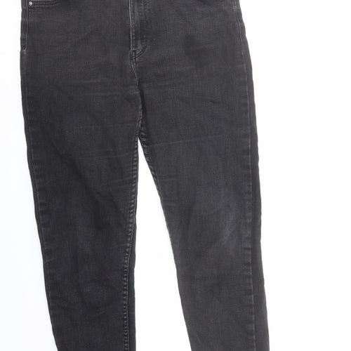 Bershka Womens Black Cotton Tapered Jeans Size 12 L28 in Regular Zip