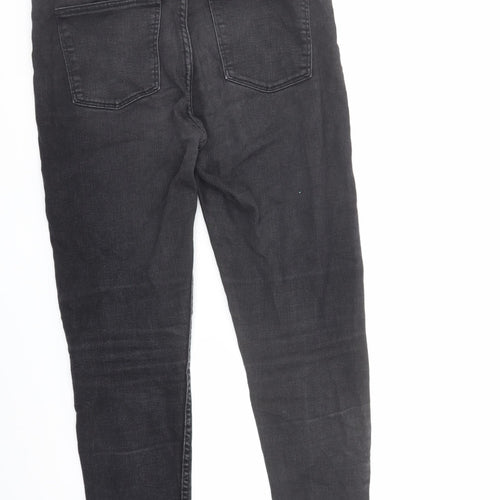 Bershka Womens Black Cotton Tapered Jeans Size 12 L28 in Regular Zip