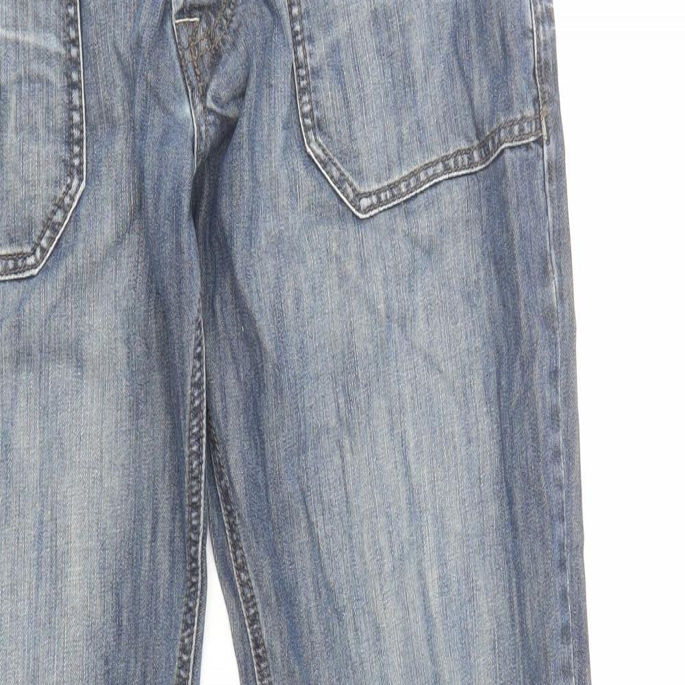 Bench Mens Blue Cotton Straight Jeans Size 32 in L33 in Regular Zip