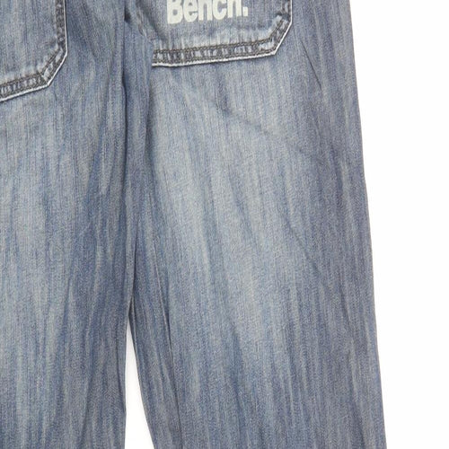 Bench Mens Blue Cotton Straight Jeans Size 32 in L33 in Regular Zip