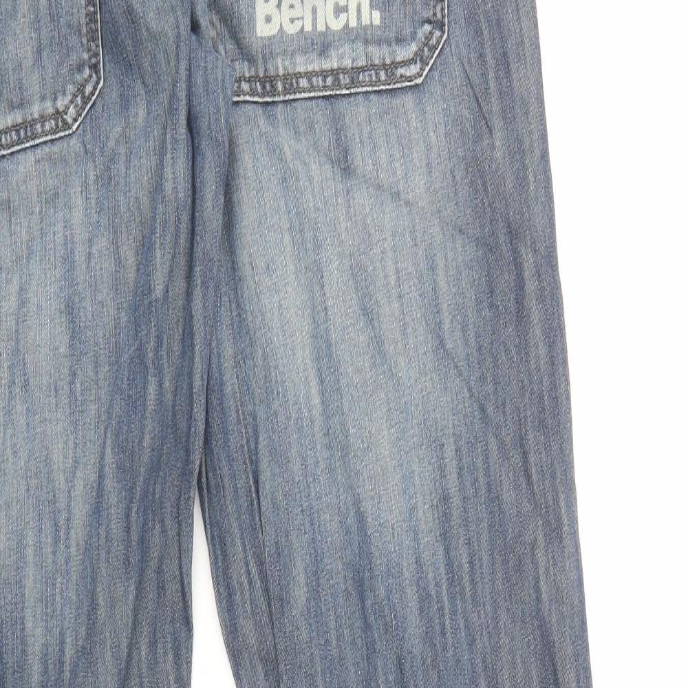 Bench Mens Blue Cotton Straight Jeans Size 32 in L33 in Regular Zip