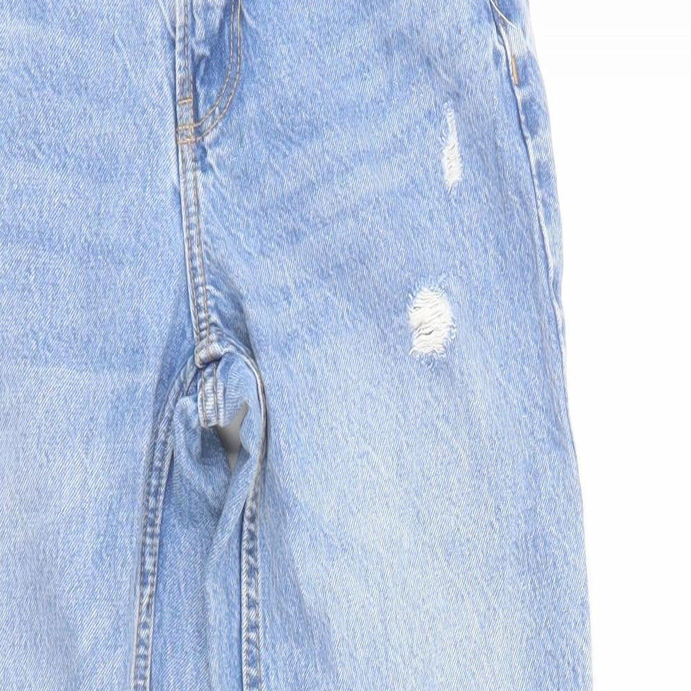 Bershka Womens Blue Cotton Mom Jeans Size 4 L27 in Regular Zip