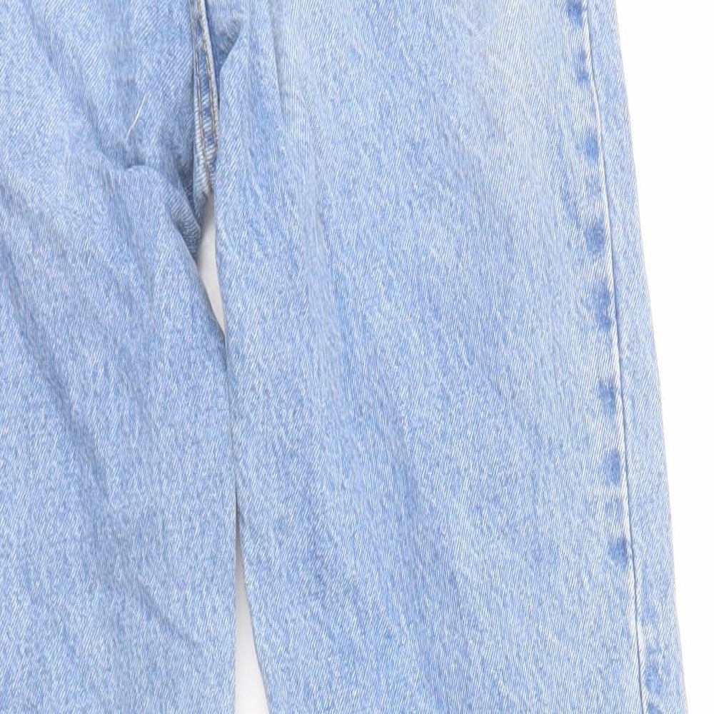 Bershka Womens Blue Cotton Mom Jeans Size 4 L27 in Regular Zip