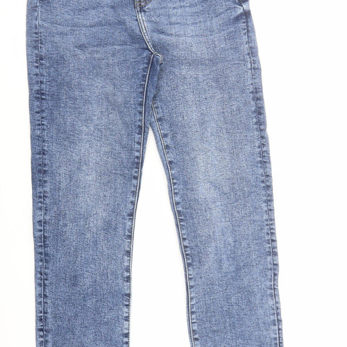 Denim & Co. Womens Blue Cotton Tapered Jeans Size 6 L28 in Regular Zip