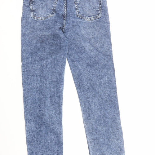 Denim & Co. Womens Blue Cotton Tapered Jeans Size 6 L28 in Regular Zip