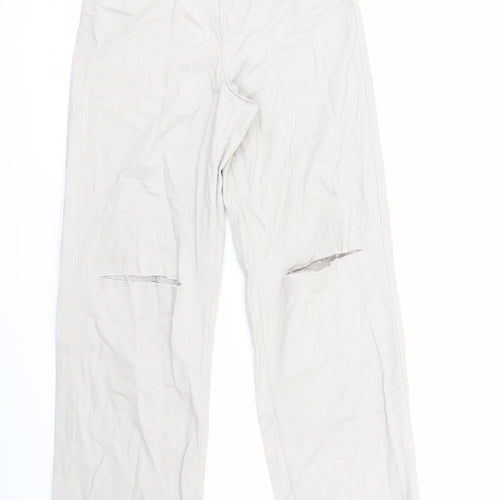Divided by H&M Womens Grey Cotton Wide-Leg Jeans Size 8 L32 in Regular Zip
