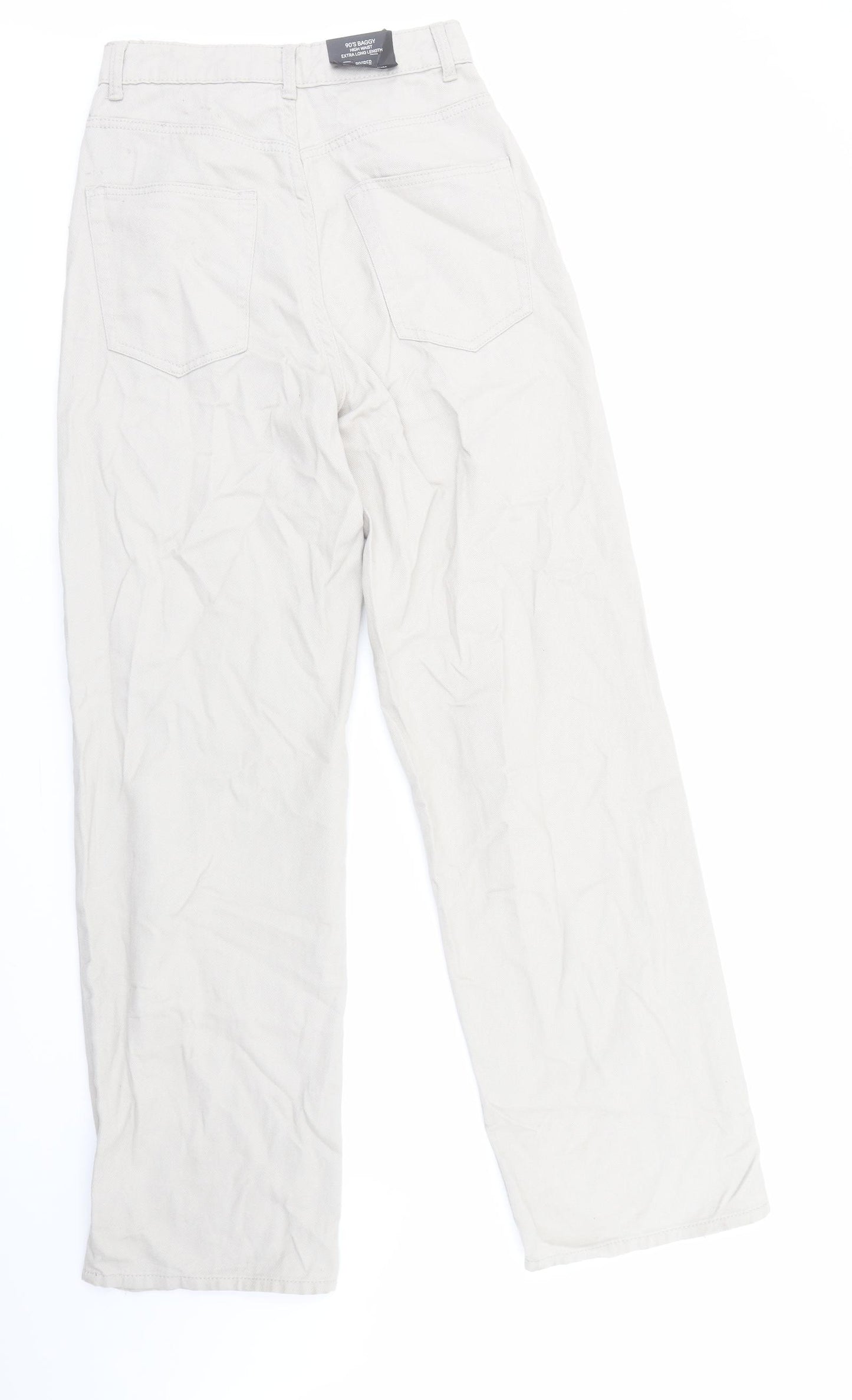 Divided by H&M Womens Grey Cotton Wide-Leg Jeans Size 8 L32 in Regular Zip