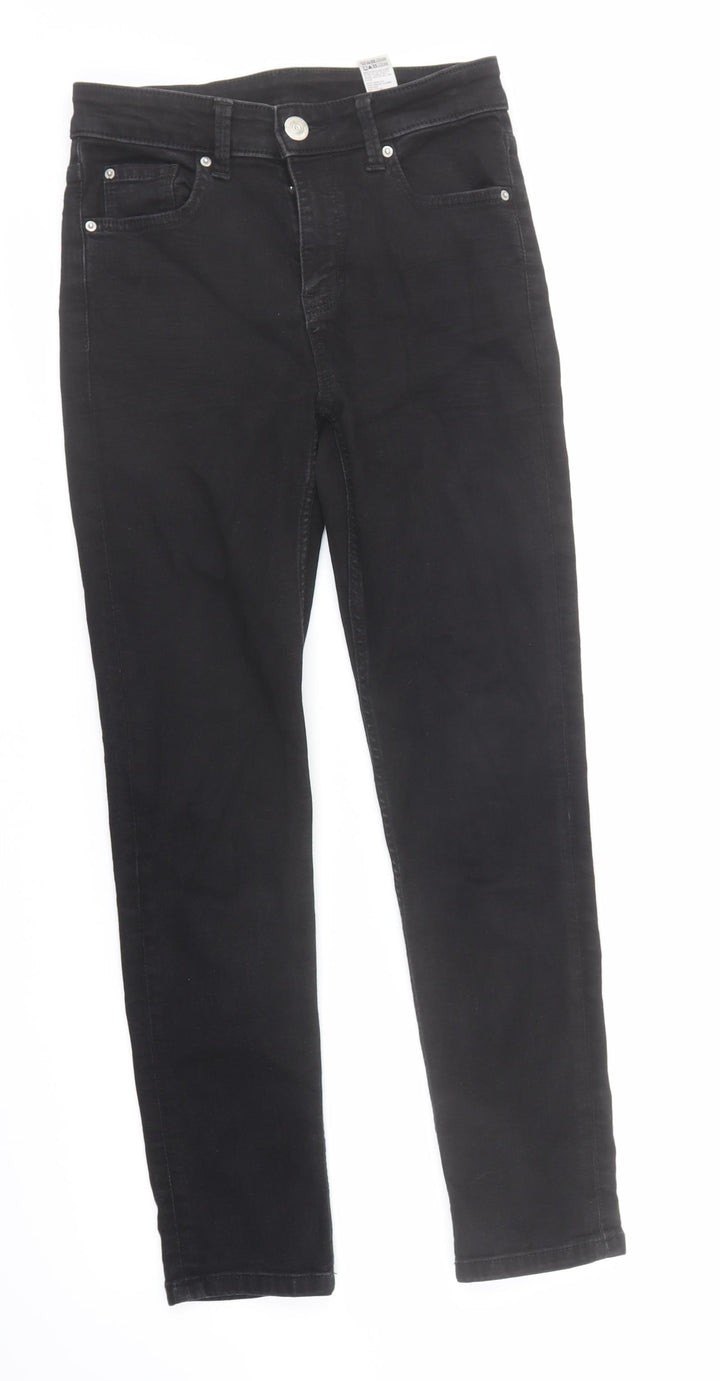 Marks and Spencer Womens Black Cotton Skinny Jeans Size 8 L27 in Regular Zip